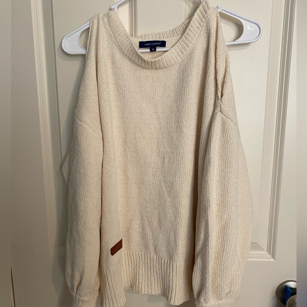 -dream colored simply southern sweater with cut out shoulders